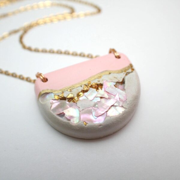 il_fullxfull.7581633284_225y Handmade Concrete Pendant Necklace: Pink Abalone & Rose Gold