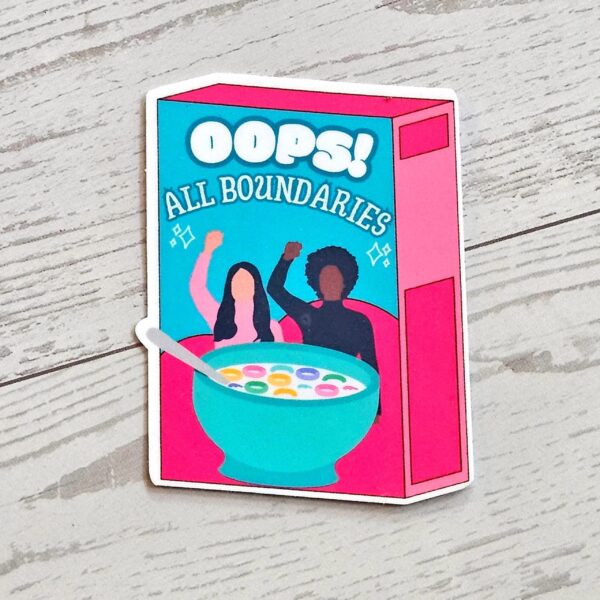 il_fullxfull.7581633346_2rab-1 Feminist Cereal Box Vinyl Sticker - OOPS! All Boundaries