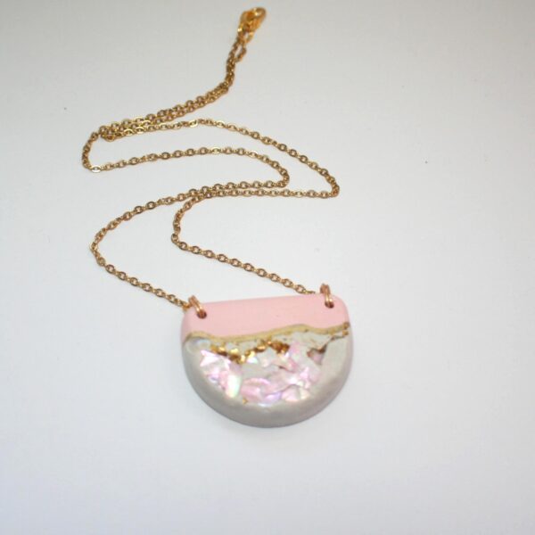 il_fullxfull.7581633548_4mg0 Handmade Concrete Pendant Necklace: Pink Abalone & Rose Gold