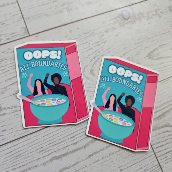 il_fullxfull.7581633816_7yzc-1 Feminist Cereal Box Vinyl Sticker - OOPS! All Boundaries