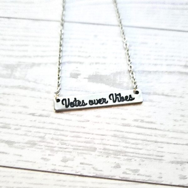 il_fullxfull.7581635466_ix03 Votes Over Vibes Necklace • Satin Stainless Steel, Social Justice Gift