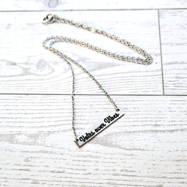il_fullxfull.7581635616_s7pb Votes Over Vibes Necklace • Satin Stainless Steel, Social Justice Gift