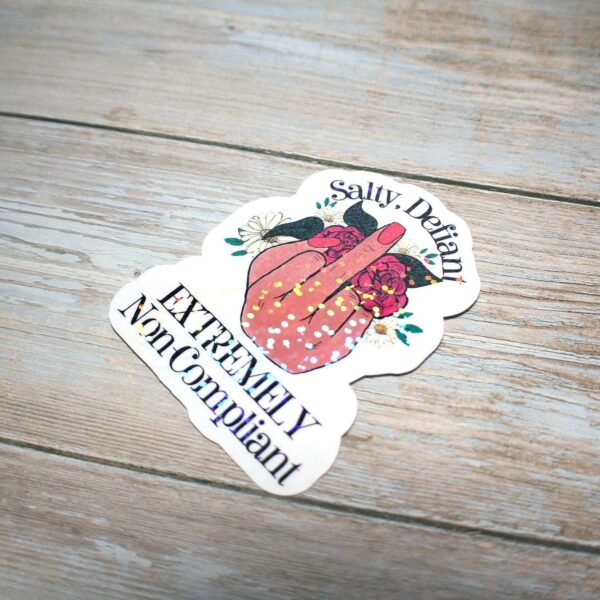 il_fullxfull.7581639392_6wdw Floral Middle Finger Sticker - Defiant Sassy Vinyl Decal