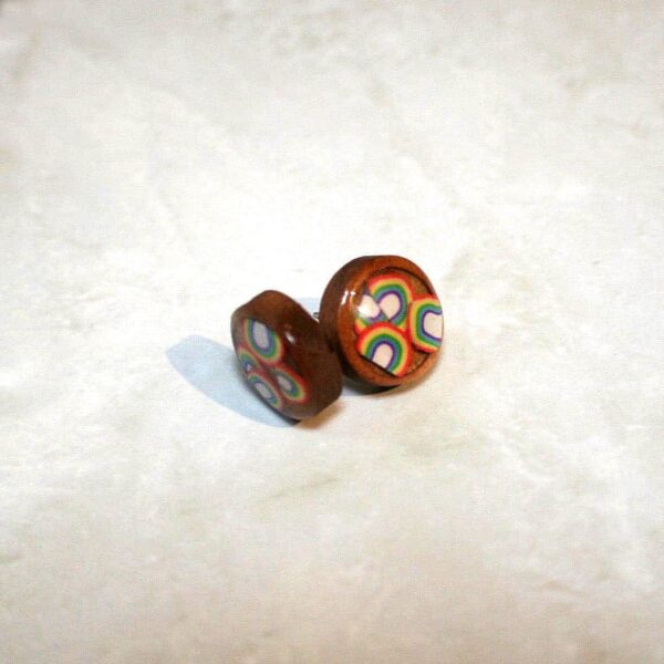 il_fullxfull.7581642360_8vxd Handmade Wood & Resin Rainbow Stud Earrings – 12mm Round Stainless Steel Studs – LGBTQ+ Pride Jewelry