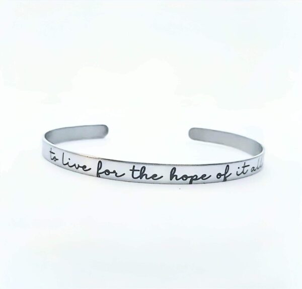Engraved Stainless Steel Cuff Bracelet | Minimalist Poet Quote Jewelry 6 Engraved Stainless Steel Cuff Bracelet | Minimalist Poet Quote Jewelry
