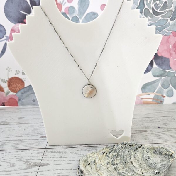 il_fullxfull.7581643134_4mhl-1 Lettered Olive Shell Necklace: Silver Chrome Tip, Coastal Pendant