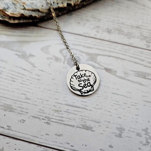 Engraved Scallop Shell Necklace – Stainless Steel (Take Me to the Sea) 5 Engraved Scallop Shell Necklace – Stainless Steel (Take Me to the Sea)