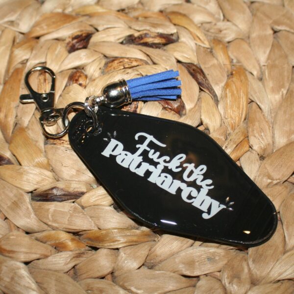il_fullxfull.7581645184_pg3x Fuck the Patriarchy Motel Key, Feminist Bag Charm, Activist Gift
