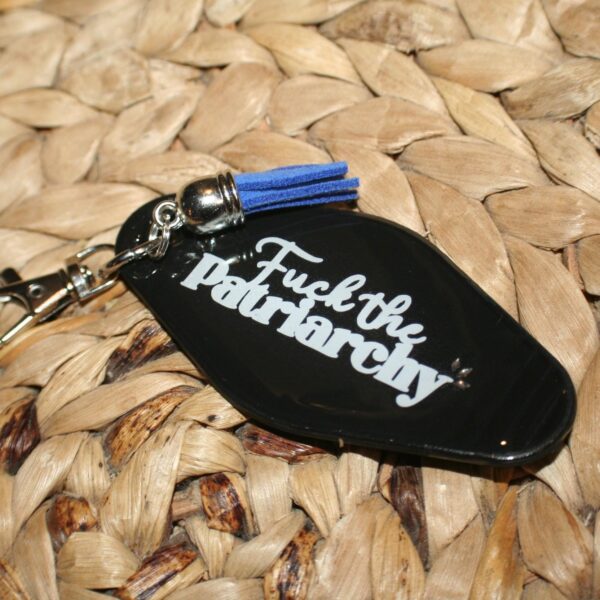 il_fullxfull.7581645274_1vl9 Fuck the Patriarchy Motel Key, Feminist Bag Charm, Activist Gift