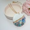 il_fullxfull.7581649188_p7x6 Handmade Concrete Pendant with Blue Stones & Rose Gold Accents – 1.75" Round Statement Necklace