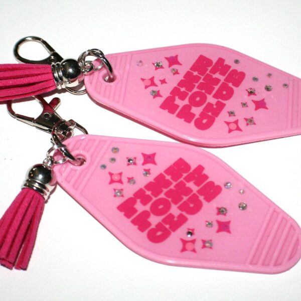 il_fullxfull.7581649384_5o6y Pink Pony Club Motel Keychain — Pastel Pink Rhinestone Tassel Bag Charm