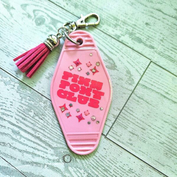il_fullxfull.7581649822_kjcc-1 Pink Pony Club Motel Keychain — Pastel Pink Rhinestone Tassel Bag Charm