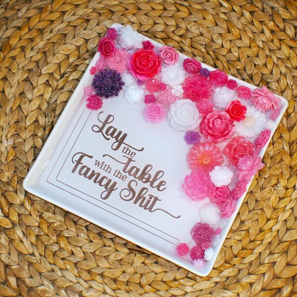 il_fullxfull.7581650826_7awd Floral Resin Tray: Pink, White & Rose Gold - Decorative Centerpiece