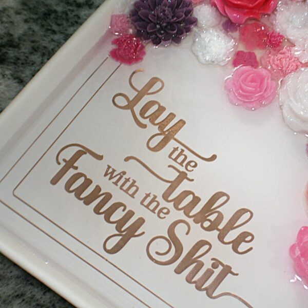 il_fullxfull.7581650858_habj Floral Resin Tray: Pink, White & Rose Gold - Decorative Centerpiece
