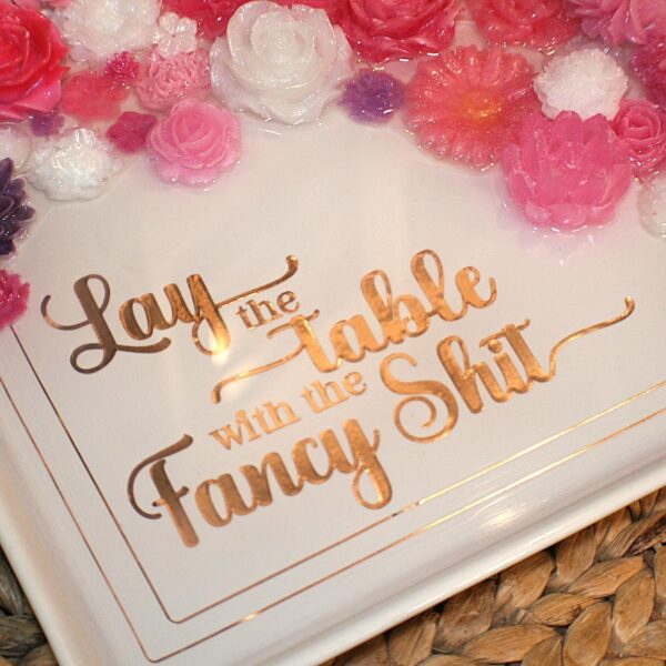 il_fullxfull.7581651040_i55s Floral Resin Tray: Pink, White & Rose Gold - Decorative Centerpiece