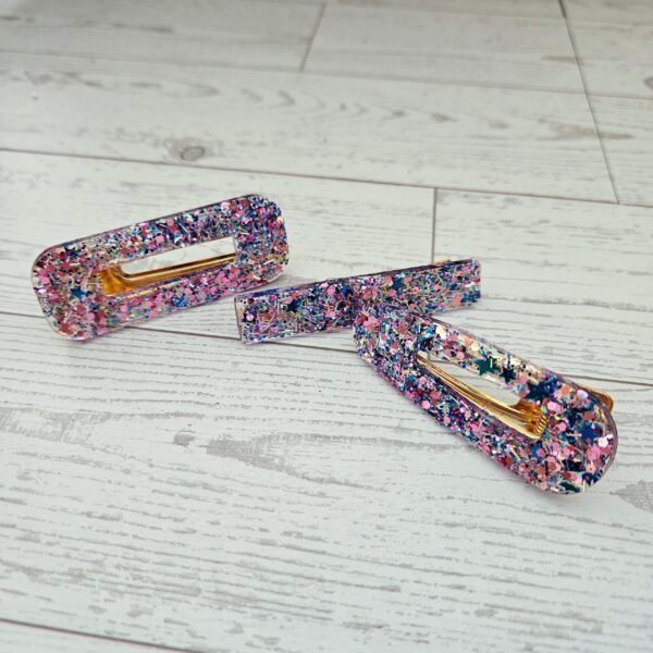 il_fullxfull.7581653766_1b32 Confetti Resin Hair Clips: Retro Disco Barrettes, Sparkly Accessories