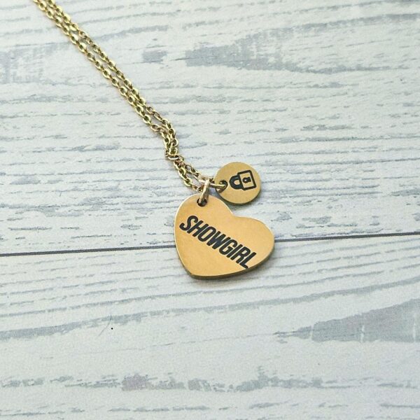 il_fullxfull.7581653810_6csc Gold Showgirl Heart Necklace: Engraved Stainless Steel Pendant, Charm Accent