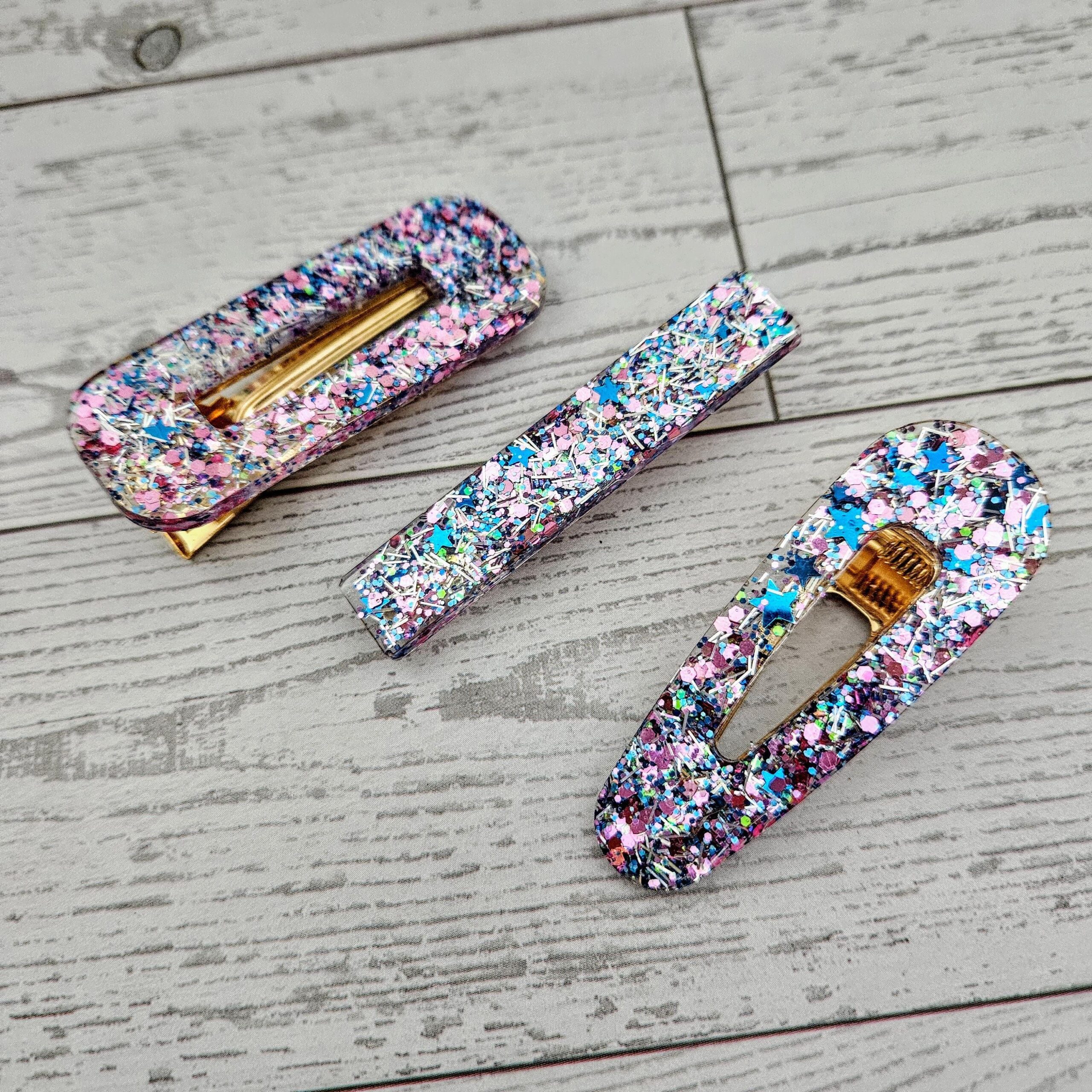 Confetti Resin Hair Clips: Retro Disco Barrettes, Sparkly Accessories - Image 5
