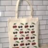 Cherry Canvas Tote Bag: Hand-Drawn Fruit Art, Summer Market Bag 4 Cherry Canvas Tote Bag: Hand-Drawn Fruit Art, Summer Market Bag