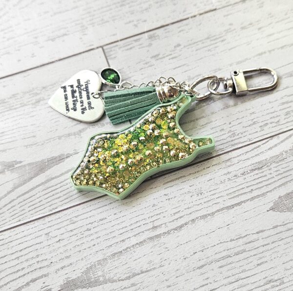 il_fullxfull.7581656990_nukt Mint Green Showgirl Glitter Bodysuit Bag Charm • Showgirl Era Keychain