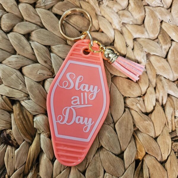 il_fullxfull.7581659906_7nac Slay All Day Motel Keychain: 3D Printed Pink Bag Charm
