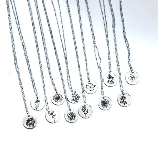 il_fullxfull.7581660724_f8re Birth Flower Necklace – Stainless Steel Layering Pendant - Your Choice