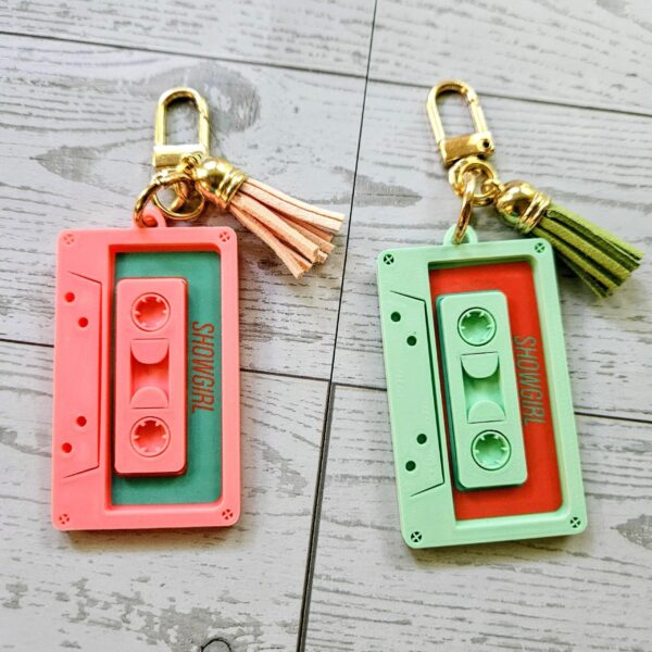 il_fullxfull.7581661030_cavd-2 Showgirl Era Cassette Keychain – Personalized Retro Mixtape Bag Charm with Tassel