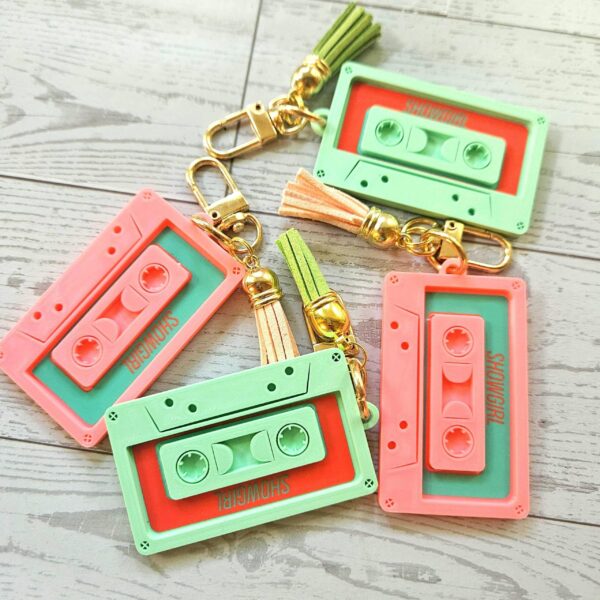 il_fullxfull.7581661114_28ij-2 Showgirl Era Cassette Keychain – Personalized Retro Mixtape Bag Charm with Tassel