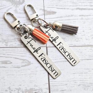 Fuck Fascism Keychain – Engraved Stainless Steel Bar Keychain – Activist Protest Gift