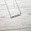 Fear No Man Necklace – Feminist Jewelry Gift – Stainless Steel Bar Pendant with Black Engraving