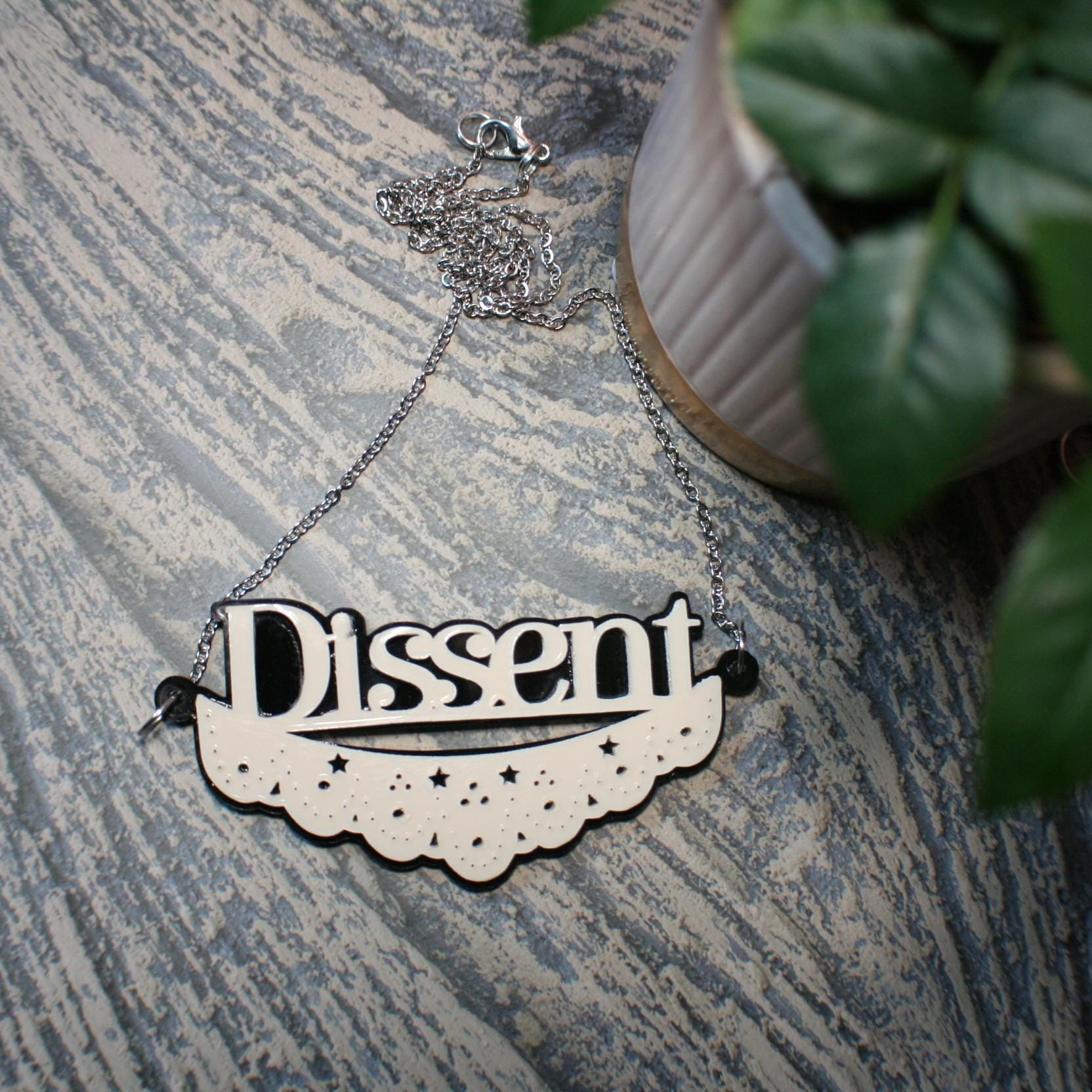 Silver RBG Dissent Collar Necklace - Feminist Statement Jewelry - Image 2