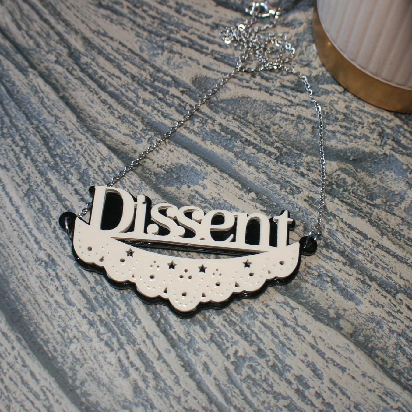 Silver RBG Dissent Collar Necklace - Feminist Statement Jewelry - Image 4