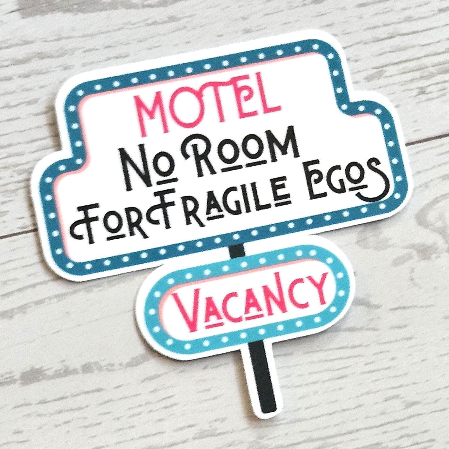 No Room for Fragile Egos Sticker: Retro Motel Sign, Feminist Vinyl Decal - Image 2