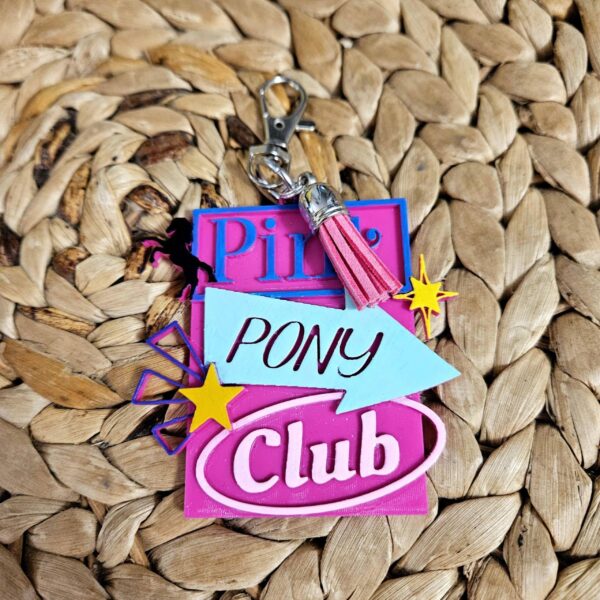 il_fullxfull.7581667848_96gw-1 Pink Pony Club Sign Keychain: Hand-Painted WeHo Bag Tag