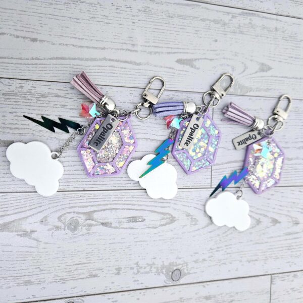 il_fullxfull.7581668166_qwmd-2 Opalite Bag Charm | Glow In The Dark Lightning Strike Keychain | Custom Engraved Gift