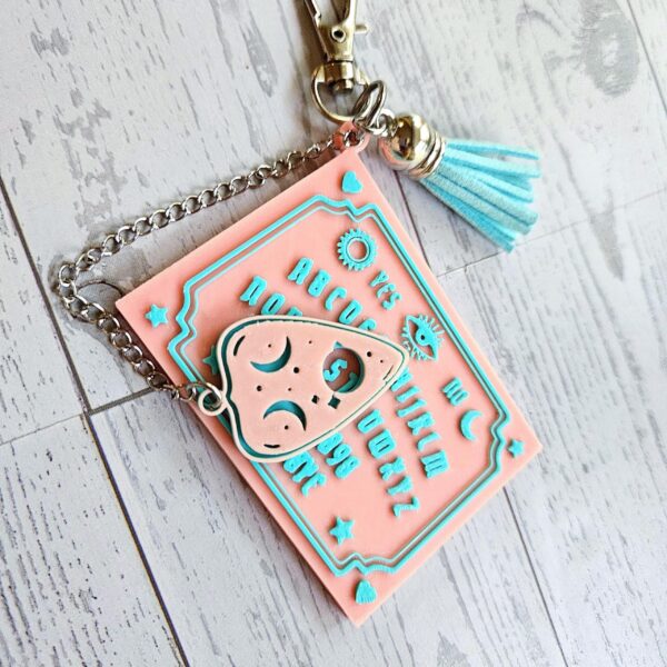 Talking Board Bag Charm – Divination-Inspired 3D Printed Keychain with Planchette