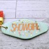 il_fullxfull.7581670158_24hb-1 Rhinestone Showgirl Motel Keychain: Mint Green Glitter Resin Key Tag - Choose Style and Attachment
