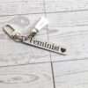 Feminist Keychain – Stainless Steel Statement Accessory with Pink Tassel – Feminist Gift