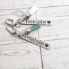 Feminist Keychain – Stainless Steel Statement Accessory with Pink Tassel – Feminist Gift
