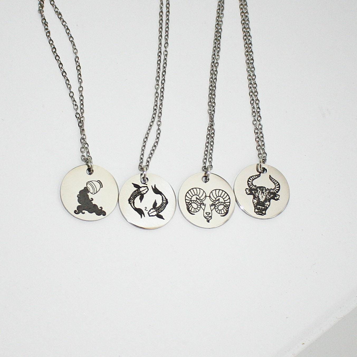 Minimalist Zodiac Pendant Necklace: Stainless Steel Horoscope Charm - Image 3