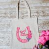 il_fullxfull.7581676888_lrtw-1 Chappell Inspired Tote Bag, Good Luck Babe Floral Horseshoe Design, Pop Music Fan Bag