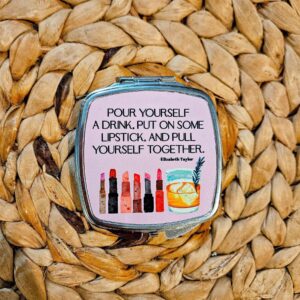 Elizabeth Taylor Compact Mirror: Lipstick Quote, Retro Glam