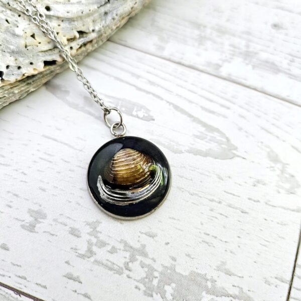 il_fullxfull.7581682192_f9a1-3 Real River Clam Shell Necklace – Handmade Coastal Pendant with Silver Tip – One of a Kind