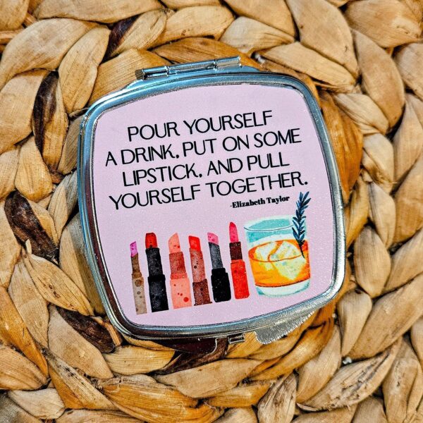 Elizabeth Taylor Compact Mirror: Lipstick Quote, Retro Glam 2 Elizabeth Taylor Compact Mirror: Lipstick Quote, Retro Glam