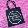Trust Black Women Black Canvas Tote Bag, Bold Feminist Activist Statement