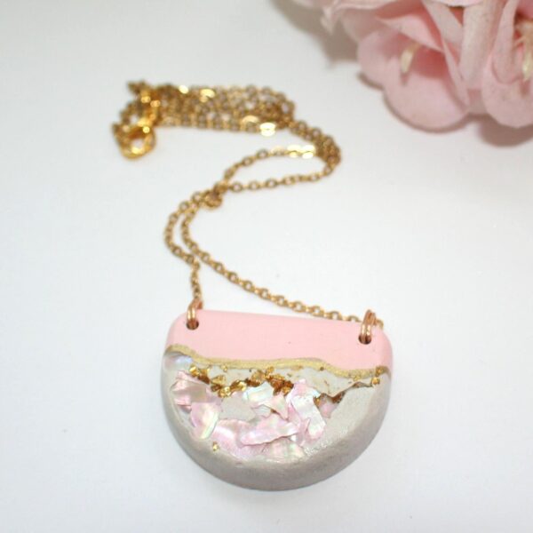 il_fullxfull.7629581639_ovy7 Handmade Concrete Pendant Necklace: Pink Abalone & Rose Gold