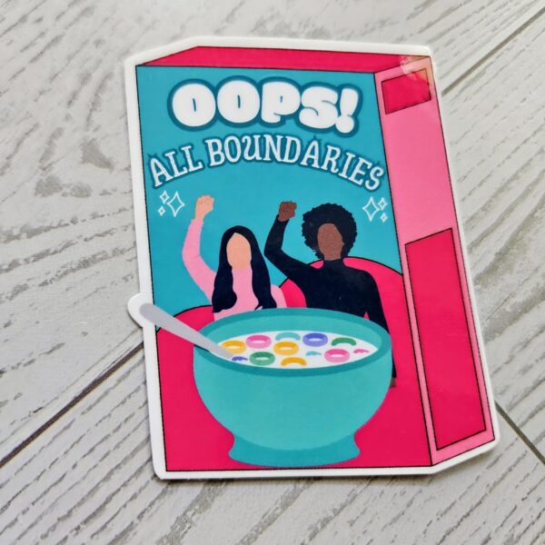 il_fullxfull.7629581801_h6j1-1 Feminist Cereal Box Vinyl Sticker - OOPS! All Boundaries
