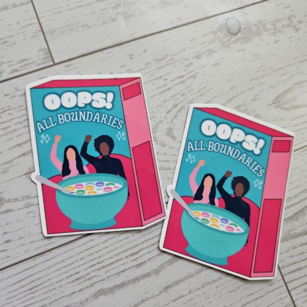 il_fullxfull.7629581923_o5yz-1 Feminist Cereal Box Vinyl Sticker - OOPS! All Boundaries
