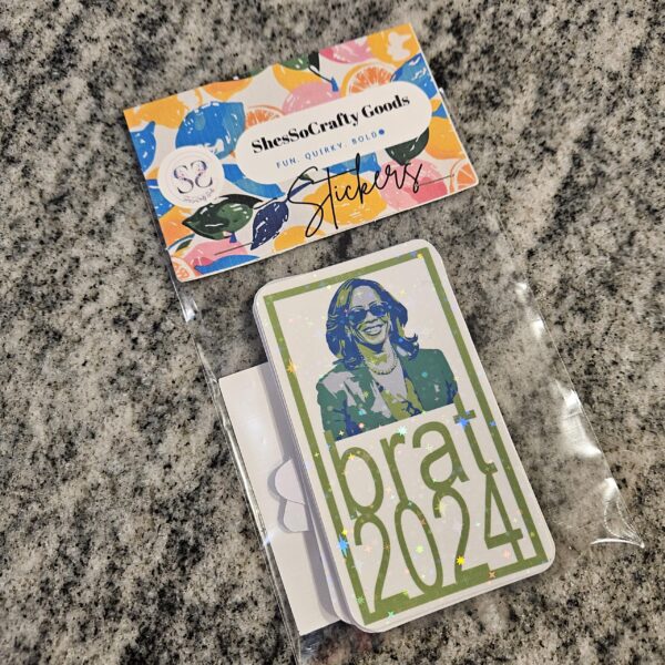il_fullxfull.7629583123_33me-1 Kamala Harris Brat 2024 Original Art Sticker Holographic