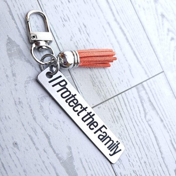 il_fullxfull.7629585541_evyd-2 I Protect the Family Keychain • Stainless Steel Bar with Tassel